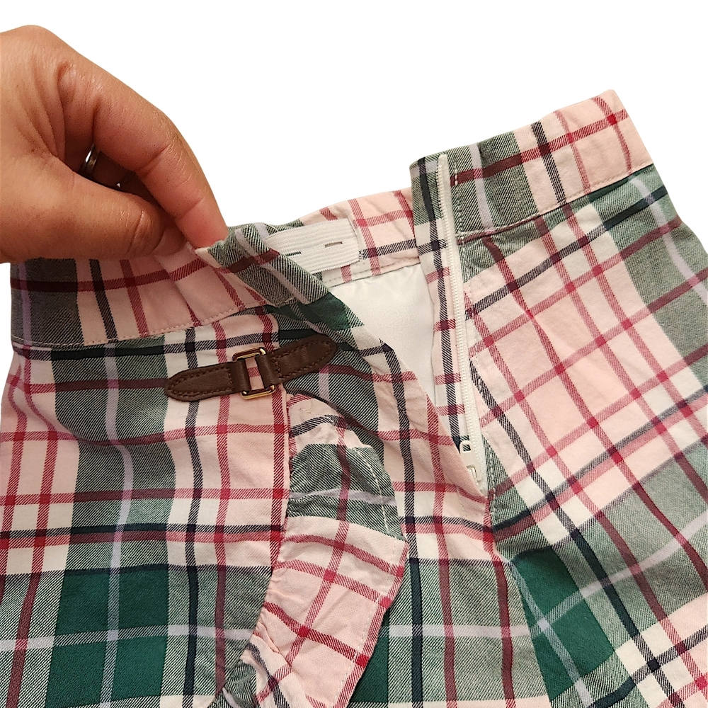 Janie and Jack Girls Kids Plaid Ruffle Hem Skirt - Pink and Green Size 4 T - Picture 6 of 11